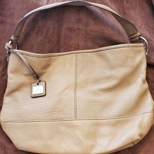 Liz Claiborne Beige Leather Hobo Bag